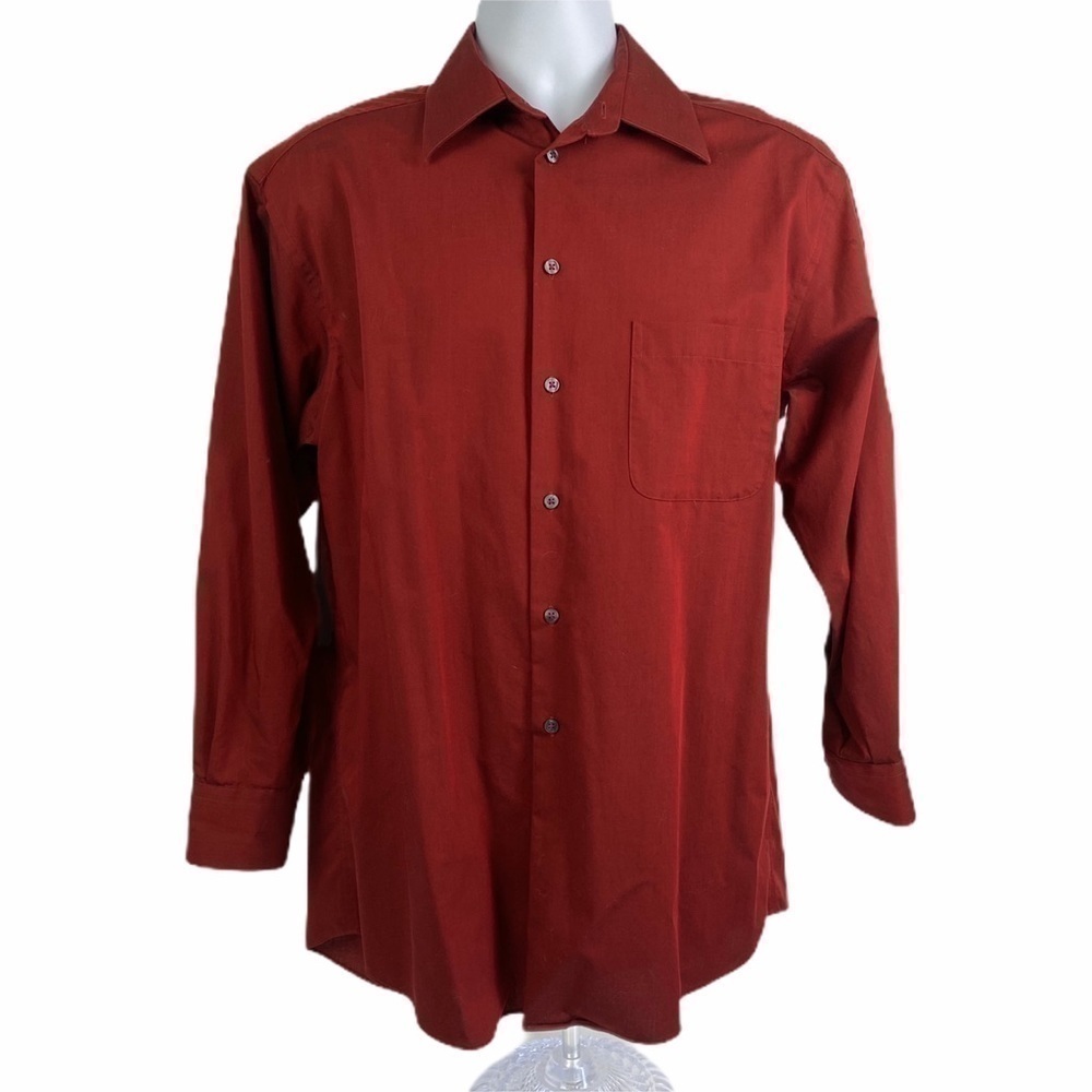 Concepts By Claiborne Button Down Dress Shirt Men's 15-1/2 34-35 Red Long Sleeve